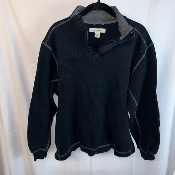 Pronto Uomo Sweater Pullover Top Long Sleeve V-Neck Quarter Zip Shirt Elbow Pads - Picture 3 of 12